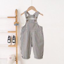 ins童装2025新款韩版儿童背带裤洋气0-3岁宝宝条纹背带裤可开档