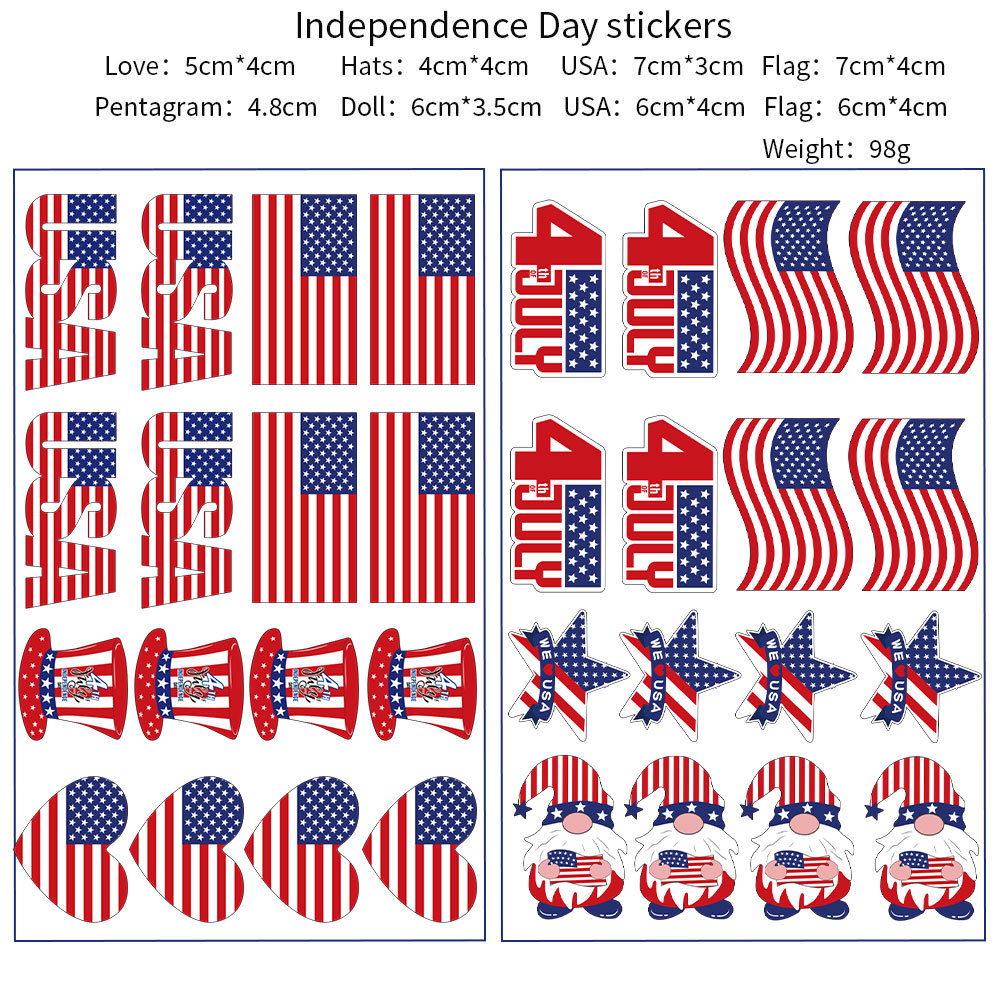 Las nuevas pegatinas faciales del Día de la Independencia Americana de Amazon, decoración de fiesta del Día Nacional de EE. UU., pegatinas autoadhesivas con bandera de corazón