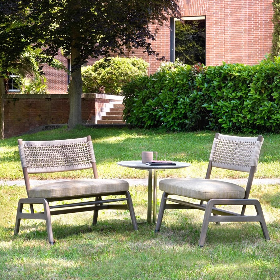 Sofá al aire libre terraza de hotel jardín patio terraza diseñador de madera maciza tela de caña de tres piezas de teca muebles casuales image 18