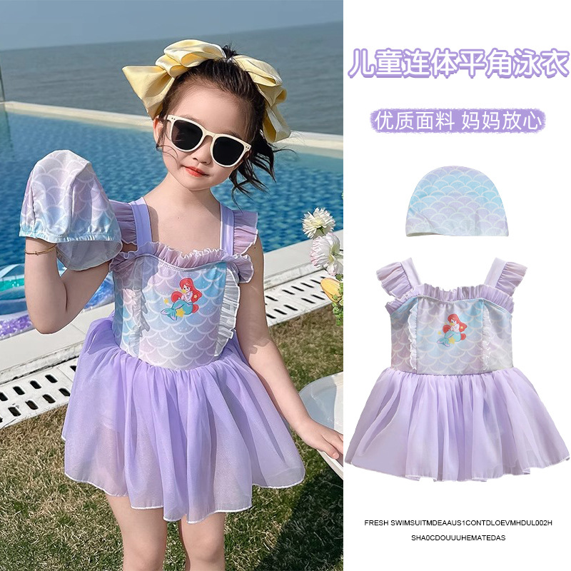 Girls' Swimwear Summer 2025 New Cute Girls' Baby Sunscreen Mermaid Thin Princess Gauze Quick-Drying