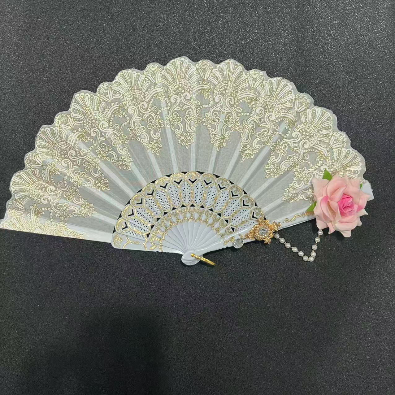 브론징 팬 핑크 로즈 비즈 체인 크리스탈 펜던트