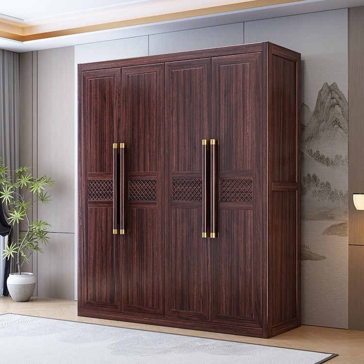 Nuevo armario de madera de ébano de estilo chino, moderno y simple, hogar, apartamento grande y pequeño, armario del dormitorio principal de almacenamiento y almacenamiento