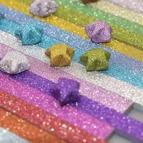 Children's Colorful Star Origami Paper with Glitter, Small Star Paper, Lucky Star Glitter Paper, Colored Paper for Folding Five-Pointed Stars Children's Colorful Star Origami Paper with Glitter, Small Star Paper, Lucky Star Glitter Paper, Colored Paper for Folding Five-Pointed Stars