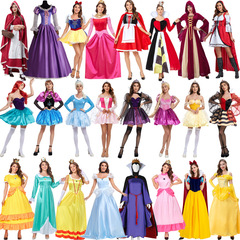 Halloween costumes adult Snow White Belle Evil Queen Long Hair Princess Little Red Riding Hood Aurora performance costumes