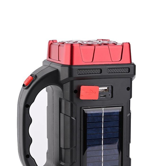 Luz solar multifuncional de doble fuente de luz lámpara de camping de emergencia USB carga con lámpara lateral Lámpara de mano LED