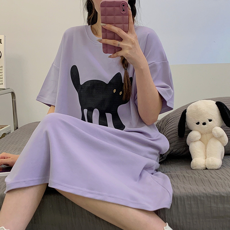 Pijama de verano para mujeres 2024 nueva mujer de algodón sexy de verano de mangas cortas para mujeres embarazadas pijamas de gato negro de verano para mujeres