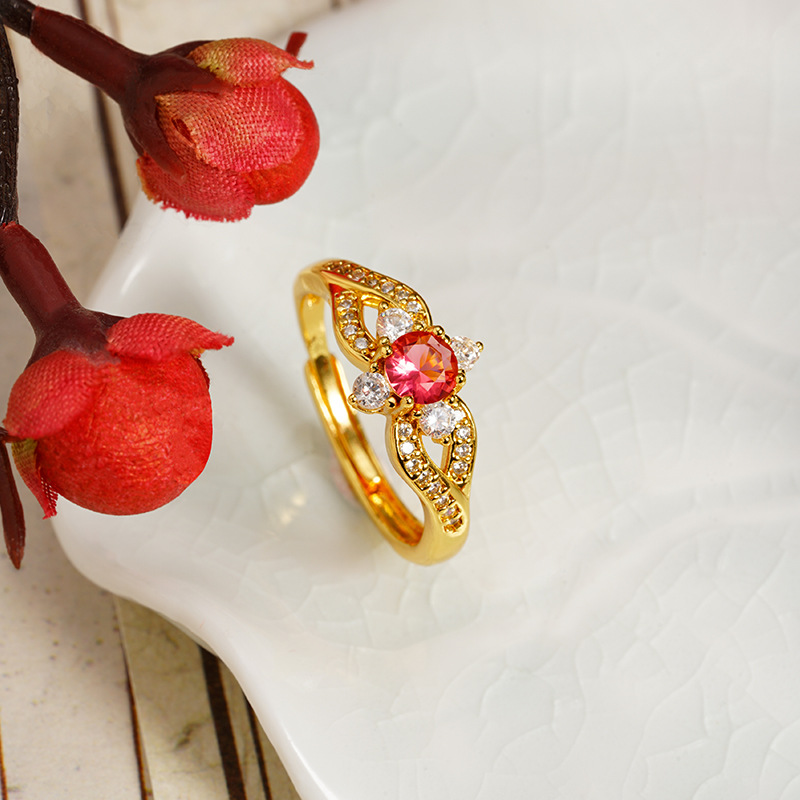 Nuevo estilo chino antiguo anillo de oro de arena vietnamita estilo palacio anillo de flores de lujo ligero para mujeres joyas de mano no desvanecidas