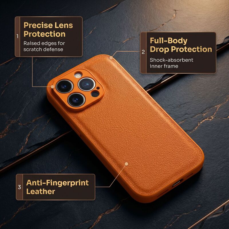 Autumn and Winter Black Lychee Pattern Phone Case Suitable for iPhone 17, Apple 16, Personalized Leather Case for iPhone 14, 12, 13, Full Protection