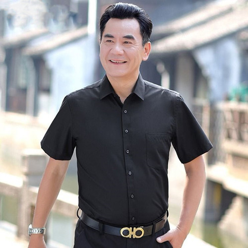 Men's short-sleeved shirt, men's summer men's casual shirt, middle-aged and old color shirt, men's loose inch shirt, dad's dress