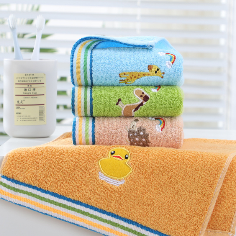 Yunmai Towel Children's Face Wash Small Face Towel Long-staple Cotton Household Cartoon Soft Baby Absorbent Cute Embroidered Children's Towel