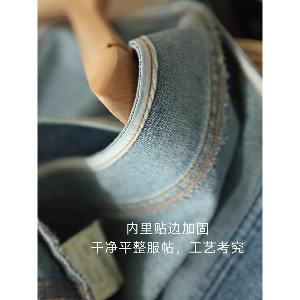 Áo vest denim nữ không tay cổ chữ V phối lớp phong cách retro, dáng ôm tôn dáng, dài 50–65 cm — Áo vest denim màu xanh (hàng có sẵn), Áo vest màu xanh đậm (có sẵn), Áo vest màu xanh đậm chi tiết 27