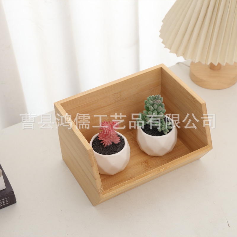 Caja de almacenamiento de madera moderna simple sin cubierta caja de escritorio doméstica caja de acabado de artículos de bambú y madera bocadillos cosméticos caja de madera image 4