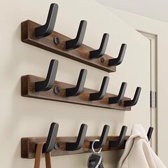 フィッティングルーム用のホールなしの卸売ウォールナットフック、玄関ドアの後ろの洋服ラック、壁掛けの玄関の洋服と帽子の洋服フック