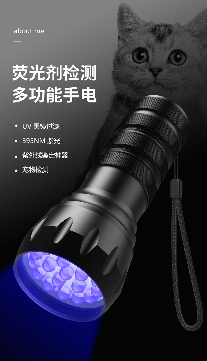 Uv Glue Curing Lamp 395 Purple Light Quick-Drying Ultraviolet Lamp 21Led Shadowless Glue Bonding Purple Light Flashlight