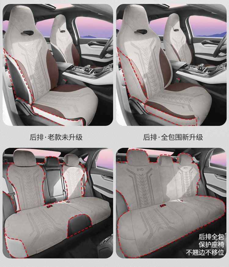 BYD Qin PLUS special seat covers, fully enclosed, made of Ramus material, breathable and perforated for ventilation