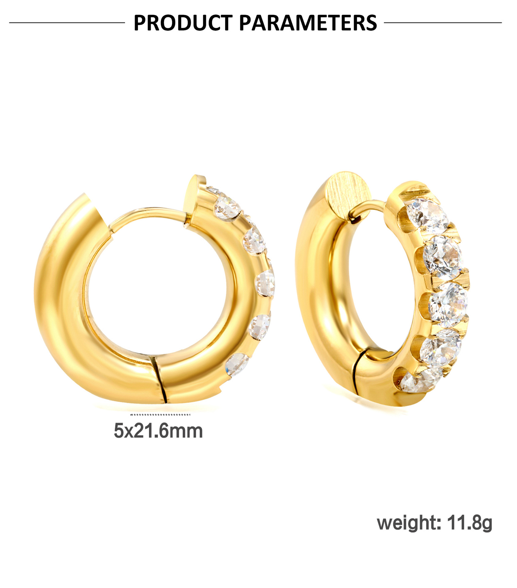 15g Weight 304 Stainless Steel Ear Needle Material 1 Pair Elegant Lady Simple Style Geometric Plating 304 Stainless Steel Earrings