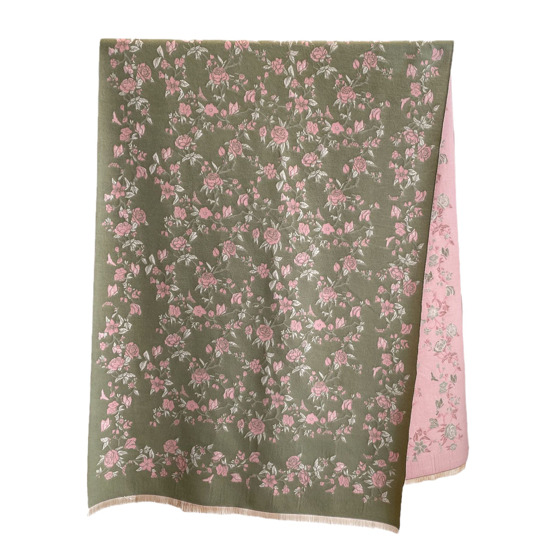 Estilo coreano otoño e invierno nuevo de alto grado exterior decorativo chal bufanda artística flor rosa bufanda de cachemira para las mujeres