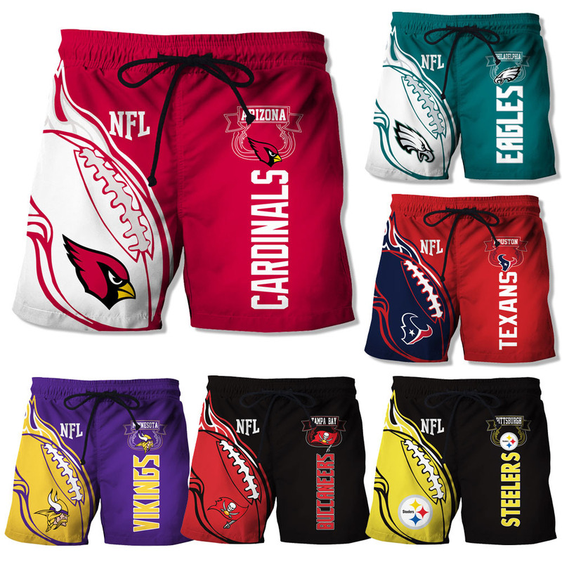 NFL Rugby 32 Team Steelers Cardinals Vikings Full Series Shorts Men's Loose Quick Dry Beach Pants