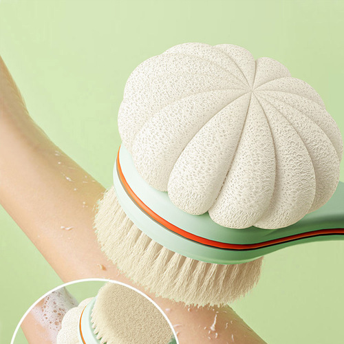 Long-handled shower brush, PP material, lazy back rub, soft-bristled two-in-one bath brush, multi-functional pull-out bath brush