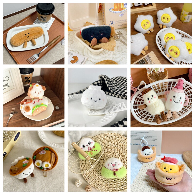 Cute Mini Breakfast Series Small Pendant Doll Keychain Wedding Throw Doll Bag Pendant Event Gift