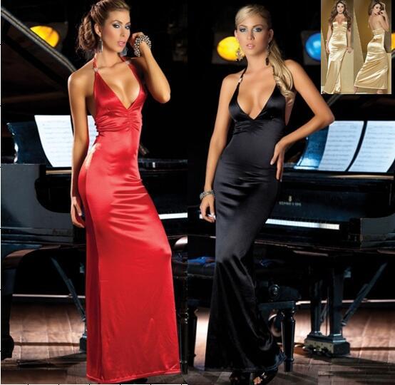 新款亚马逊夜店装性感女装夏装工作服低胸挂脖显瘦礼服连衣裙