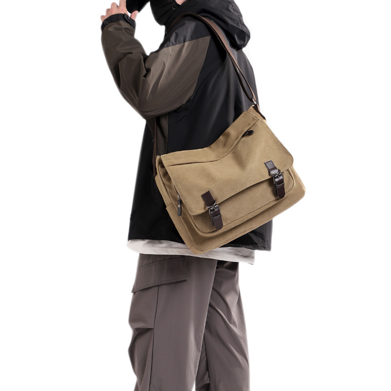 Men's Shoulder Crossbody Bag, New Versatile Canvas Bag, Practical Business Computer Bag, Fashionable Street Trendy Bag, Large Capacity