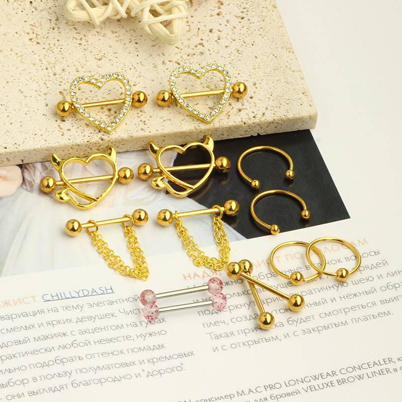 Amazon's Best-Selling New 7-Pair Breast Ring Set - Rose Gold Stainless Steel Body Piercing Jewelry detail image 9