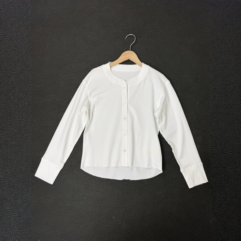 Women's Foreign Trade Trow White Baseball Collar Pure Cotton Comfortable Nanyou Style Soft Skin-Friendly Nanyou Style Simple Short Jacket
