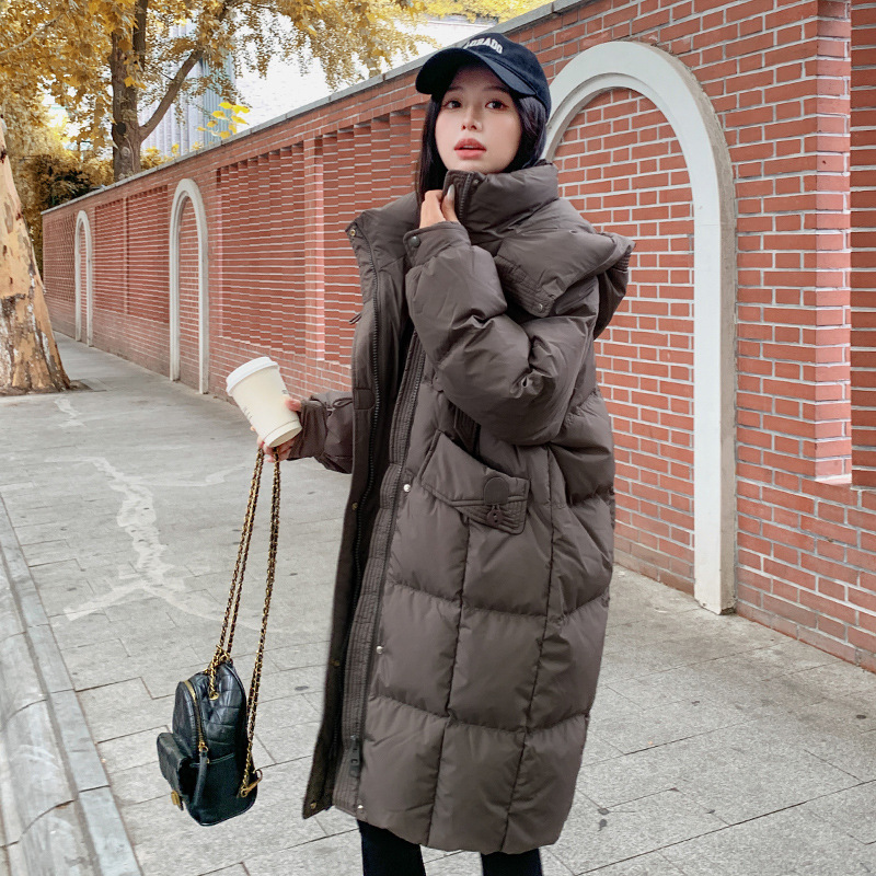 White Goose down Jacket Women's Mid-Length Thickeneded 2025 Winter New Hooded Fashion Design Style Loose Jacket