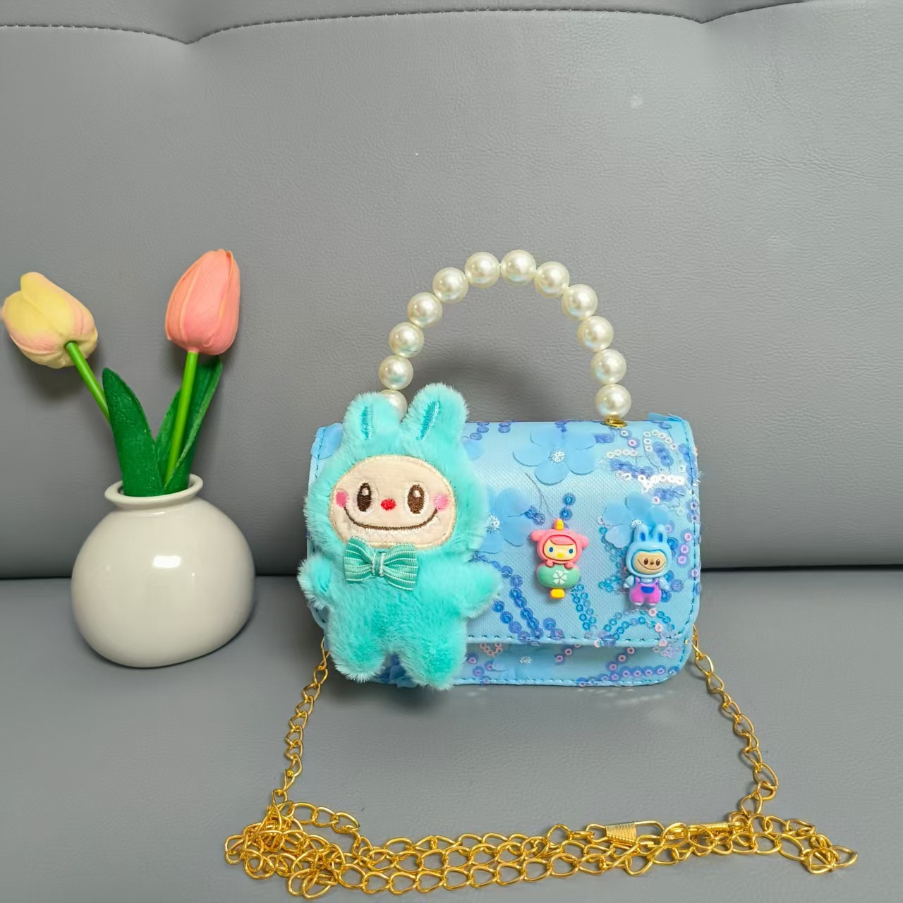 2025 nuevo bolso de perlas para niños bolso de cinturón con cuentas bolso de Año Nuevo para chicas bolso de muñecas accesorios bolso pequeño viento fragante