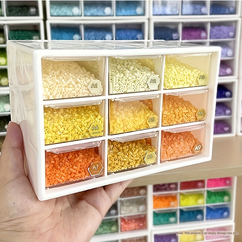 Nine-Compartment Dustproof Drawer-Style Storage Box for Beads, String Beads, and Floral Patterns, Mini Desktop Storage Cabinet Nine-Compartment Dustproof Drawer-Style Storage Box for Beads, String Beads, and Floral Patterns, Mini Desktop Storage Cabinet