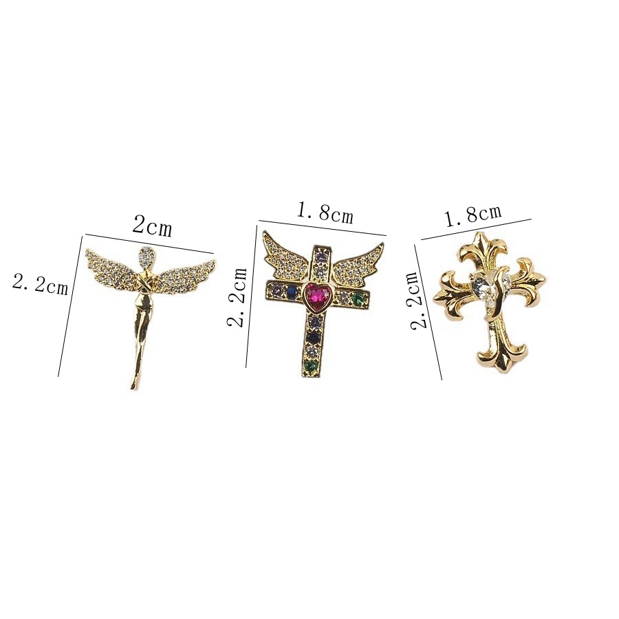 6g Weight Retro Classic Style Pin Cross Wings Copper Plating Unisex Brooches