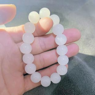10mm imitation Hetian white jade bead bracelet classic glass Bracelet Gold Store live broadcast scenic spot drainage factory direct sales