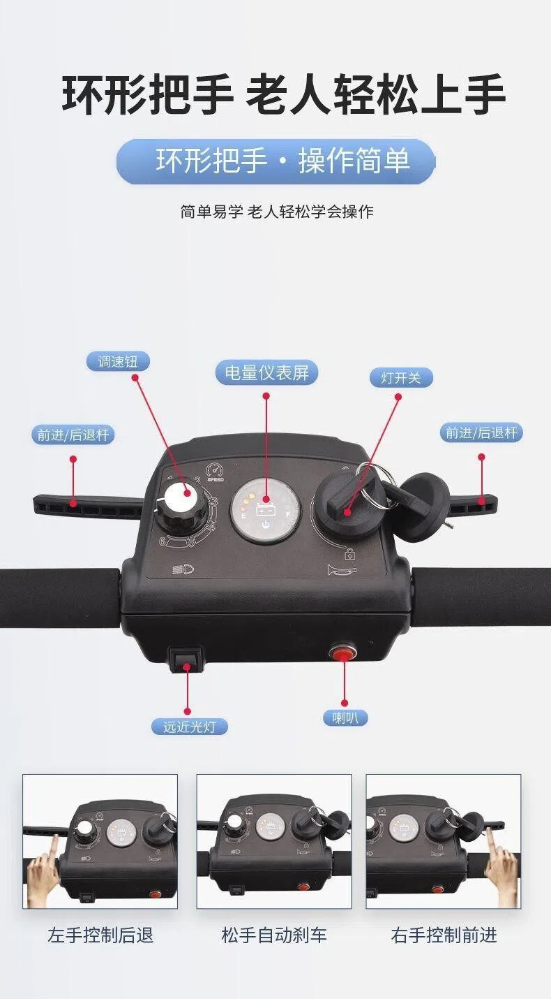 Folding Mobility Scooter for the Elderly, Compact, Lightweight, Convenient, Small Four-Wheel Anti-Rollover Lithium Battery Electric Scooter