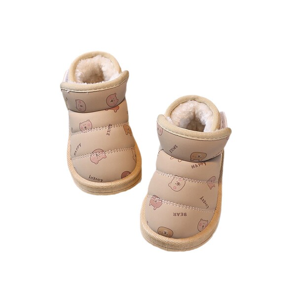 Warm winter toddler shoes for one-year-old female baby
