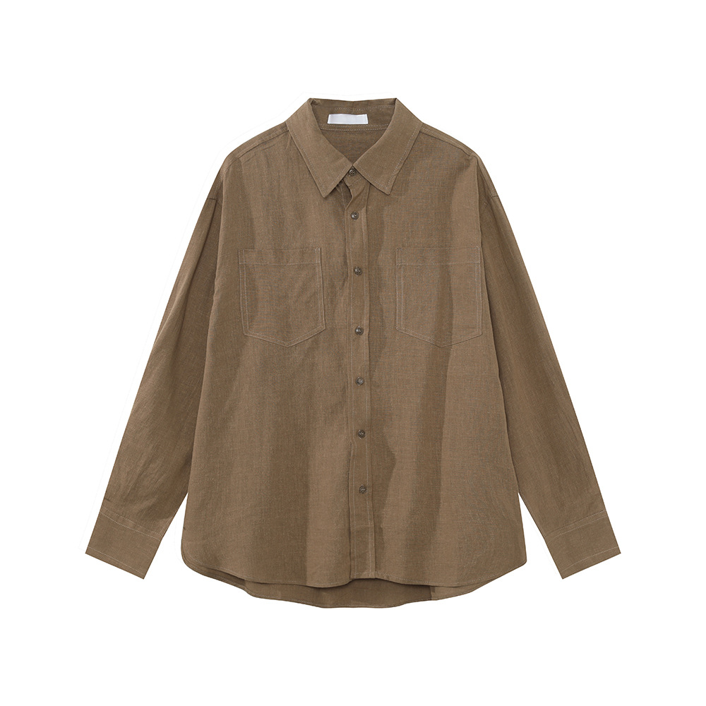 MTLCLOTHES Hombres| Coreano minimalista básico camisa de ramie de color sólido pantalones casuales con traje de viaje universal