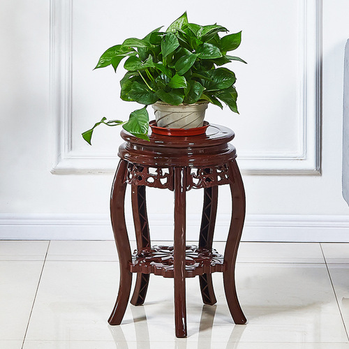 Plastic antique-style solid wood multi-layer flower stand, space-saving indoor pothos fish tank flower pot rack, balcony floor-standing