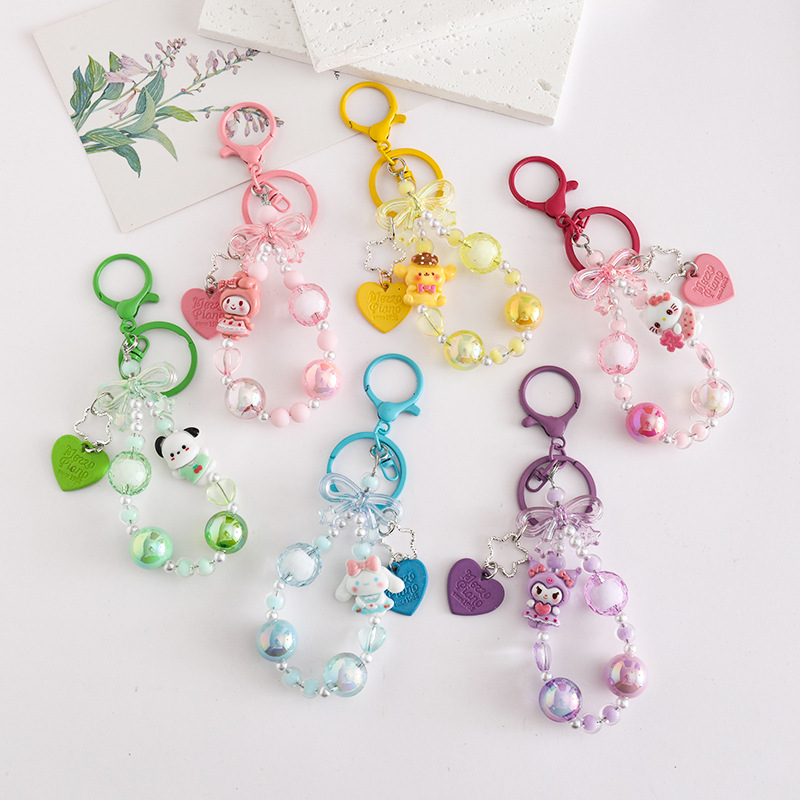 Cartoon fun handmade beaded acrylic non-peeling mobile phone chain Sanrio jewelry pendant