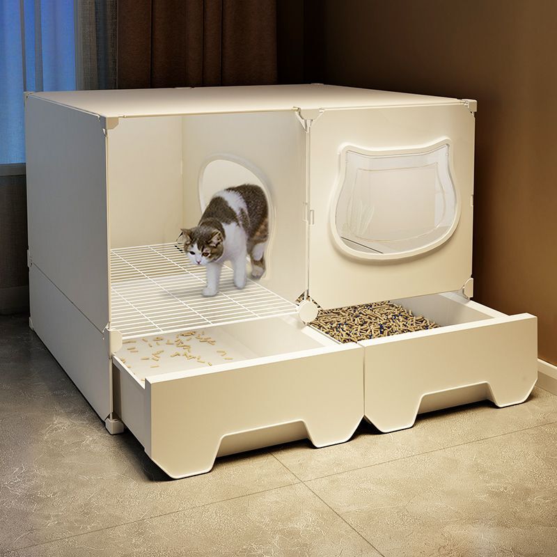 Cat Litter Cabinet, Anti-Sand Corridor Type Cat Litter Box, Extra Large Anti-Splash Semi-Enclosed Cat Toilet, Large Cat Litter Box