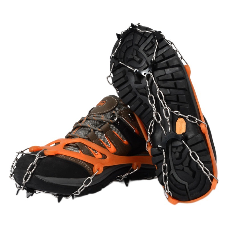卸売り屋外雪滑り止め靴カバー靴チェーン八歯8歯強化氷爪良質ラテックス収納袋