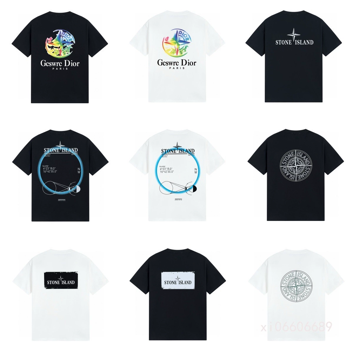 Трансграничный модный бренд Stone Island с короткими рукавами, мужская и женская футболка в одном стиле для пар с логотипом на спине и буквенным принтом, с круглым вырезом и короткими рукавами
