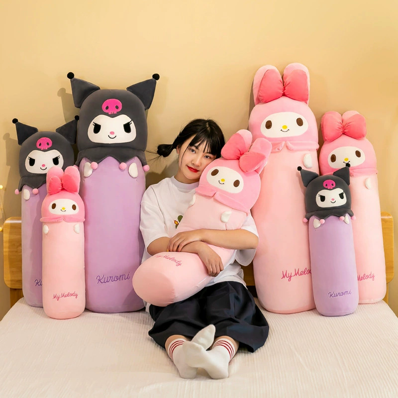Sanrio Kuromi Melody Doll Cylindrical Pillow for Girls, Plush Toy for Hugging, Bed Doll Wholesale
