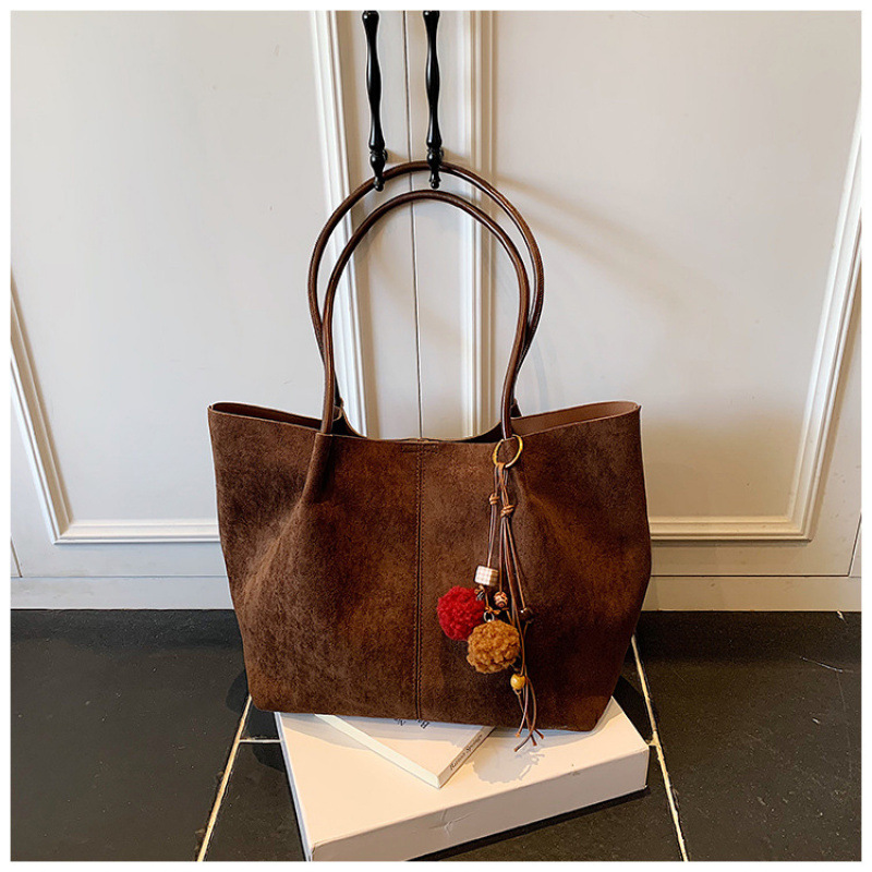 Autumn/Winter New Suede Large Capacity Commuter Tote Bag 2025 Women's Casual Simple Versatile Ins Shoulder Bag - Thumbnail 8