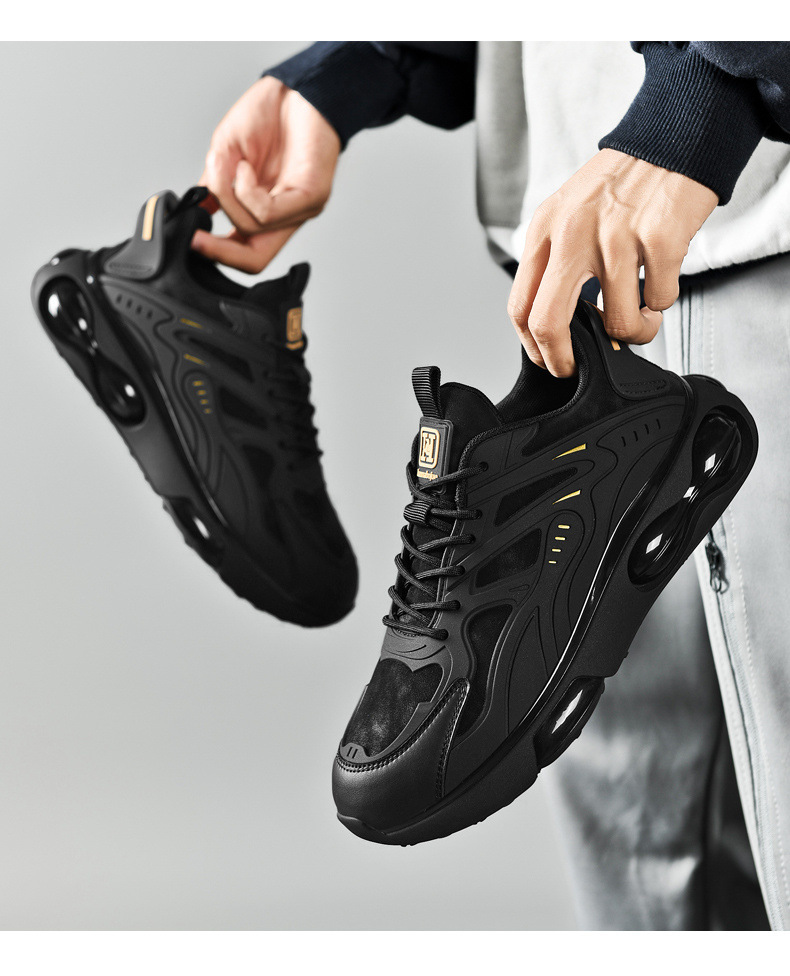 Black air cushion sports men in , breathable 2024 new running men, mesh height increasing youth shoes for spring_voghion.com