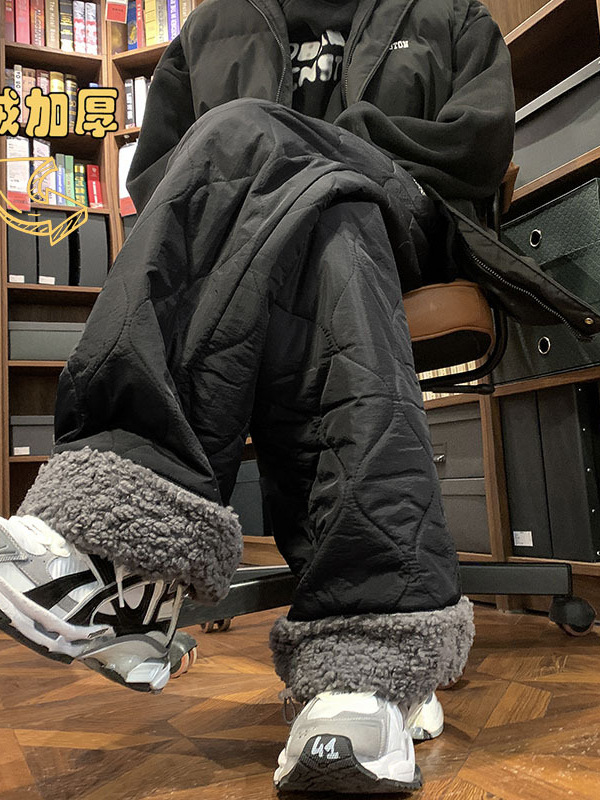 東北零下40度ズボン男性冬の子羊のベルベットとベルベットの厚い綿のカジュアルパンツ防風保温スキーパンツ