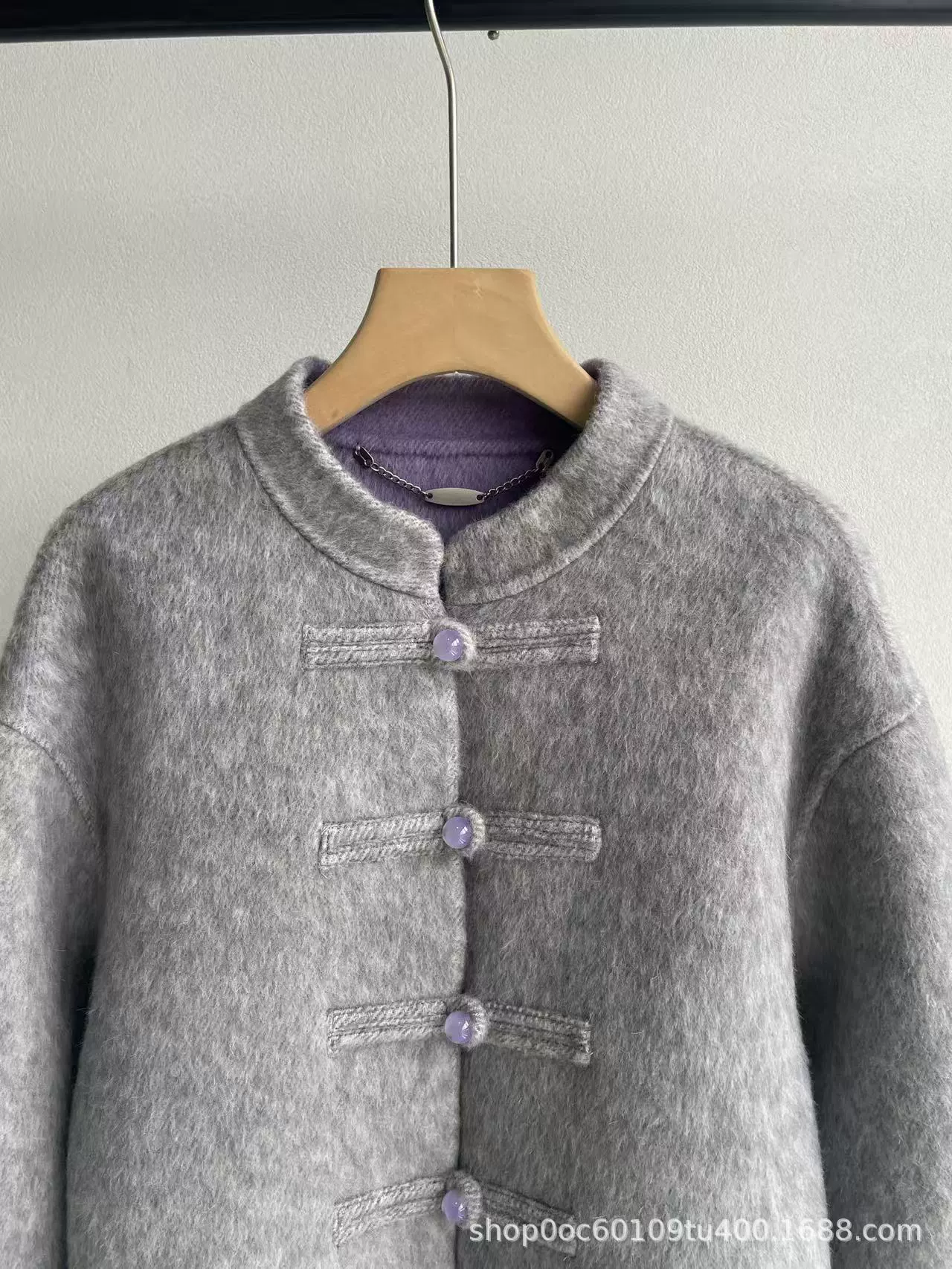 Double-sided demi-season short woolen jacket, Chinese style