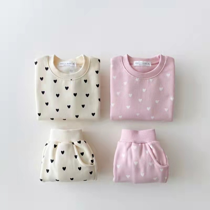 416g Weight Kids Clothing Sets Children's Clothing Type Casual Heart Shape Cotton Girls Clothing Sets