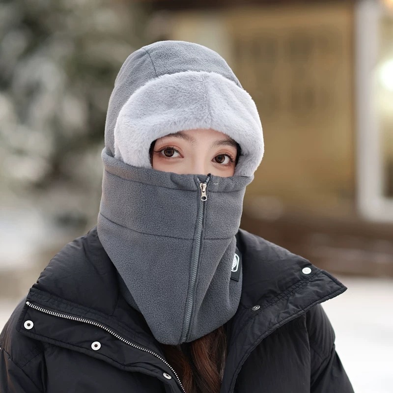 防风寒帽子女士冬季棉帽骑行加厚保暖面罩护耳围脖头套防寒雷锋帽|undefined