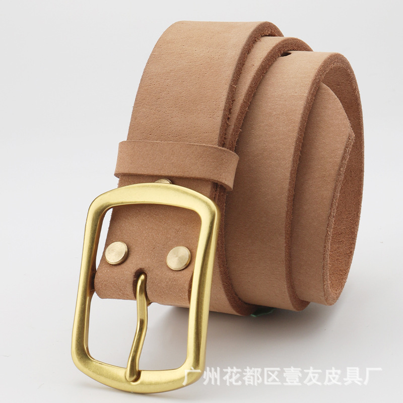Men's Belt Pure Cowhide Retro Trendy Genuine Leather Design Belt First Layer Cowhide Cut Handmade Belt for Men