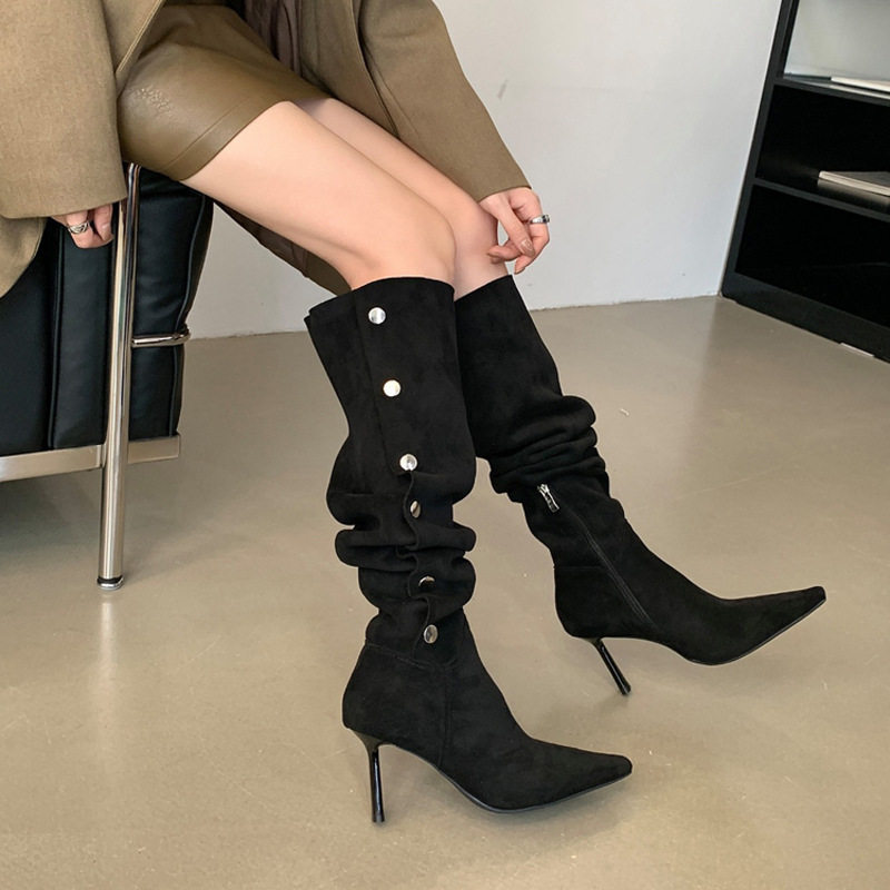 2025 Autumn and Winter New Versatile Two-Way Reversible Fashion Boots High-Heeled French Pointed Over-The-Knee Boots